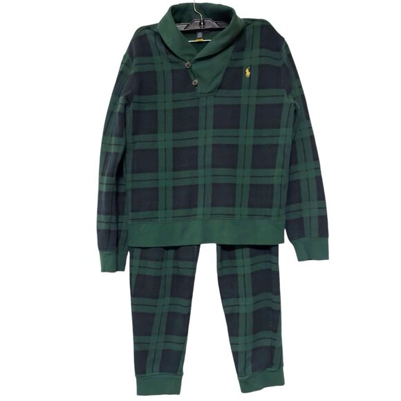 Polo Ralph Lauren Seasonal Fleece-Isposhawl Plaid‎ Green Blue Set Boys L (14/16) - Picture 5 of 12